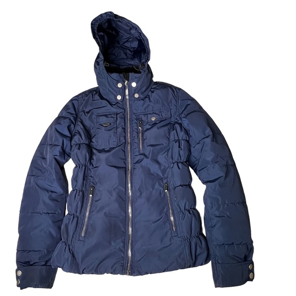 OBERMEYER Leighton Insulated Hooded Ski Jacket Navy Blue Women's Size 6 - Picture 5 of 16